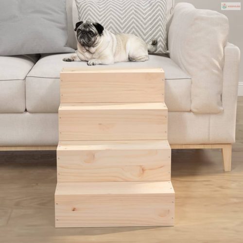 Tömör fenyőfa kisállatlépcső 40 x 49 x 47 cm