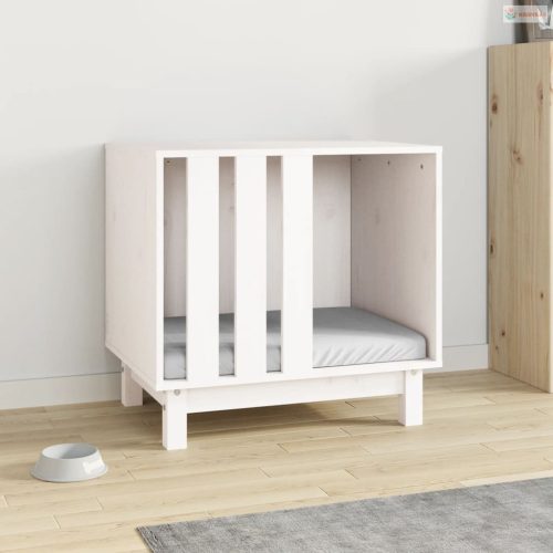 Fehér tömör fenyőfa kutyaház 60 x 45 x 57 cm