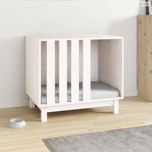 Fehér tömör fenyőfa kutyaház 70 x 50 x 62 cm