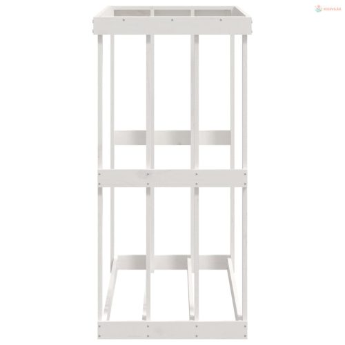 Fehér tömör fenyőfa kültéri rönktároló 108 x 52 x 106 cm