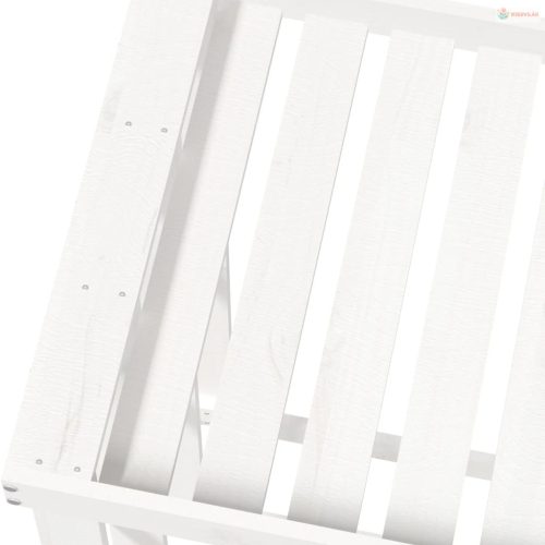 Fehér tömör fenyőfa kültéri rönktároló 108 x 52 x 106 cm