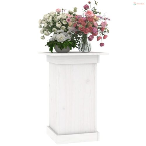 Fehér tömör fenyőfa virágtartó állvány 40 x 40 x 60 cm