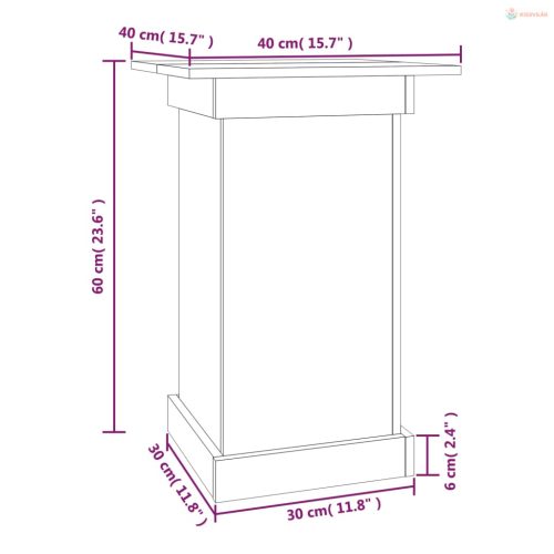 Fehér tömör fenyőfa virágtartó állvány 40 x 40 x 60 cm