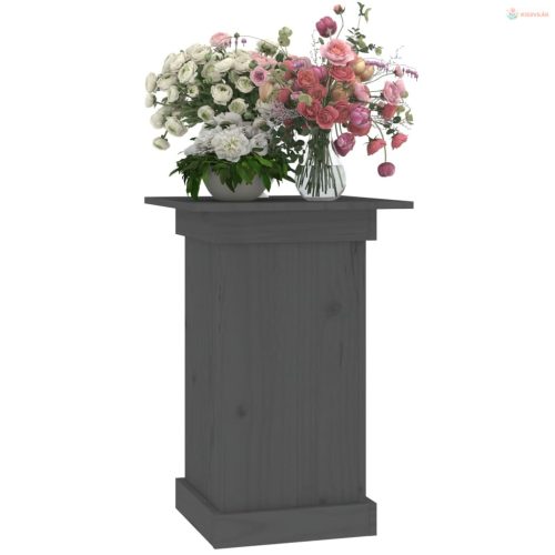 Szürke tömör fenyőfa virágtartó állvány 40 x 40 x 60 cm