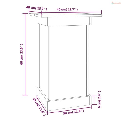 Szürke tömör fenyőfa virágtartó állvány 40 x 40 x 60 cm