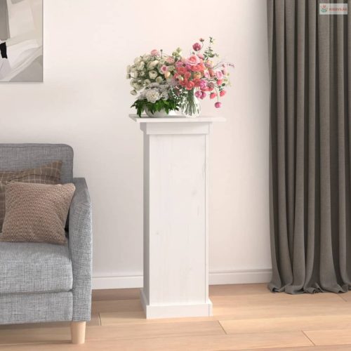 Fehér tömör fenyőfa virágtartó állvány 40 x 40 x 90 cm