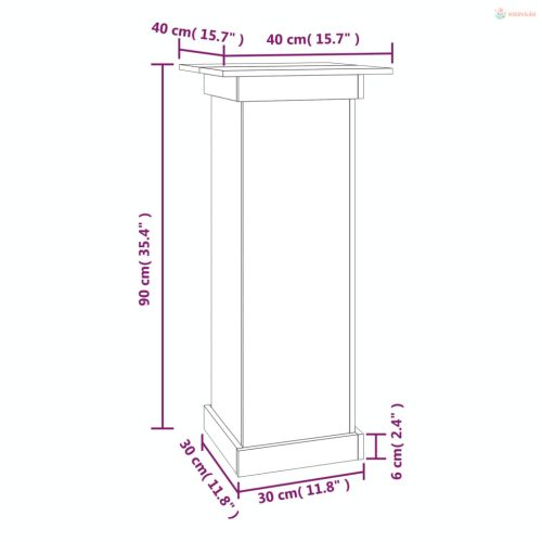 Fehér tömör fenyőfa virágtartó állvány 40 x 40 x 90 cm