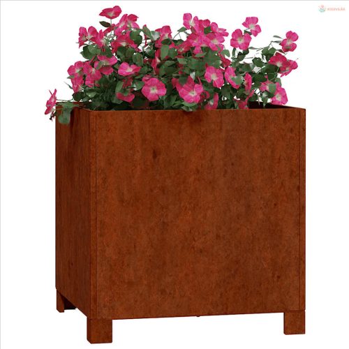 Rozsda színű corten acél növénytartó lábbal 40 x 40 x 40 cm