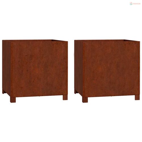 2 db rozsda színű corten acél növénytartó lábbal 50x50x50 cm