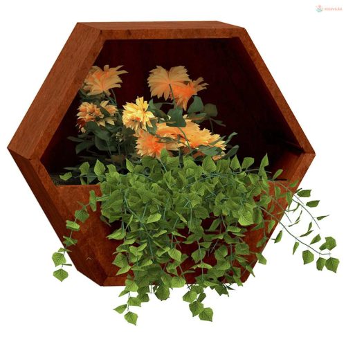 2 db rozsda színű corten acél fali növénytartó 30 x 10 x 25 cm