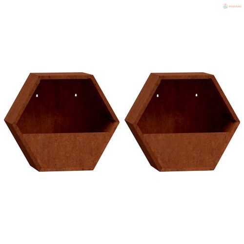 2 db rozsda színű corten acél fali növénytartó 46 x 10 x 40 cm