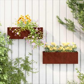   2 db rozsda színű corten acél fali növénytartó 53 x 10 x 17 cm