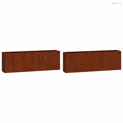 2 db rozsda színű corten acél fali növénytartó 53 x 10 x 17 cm