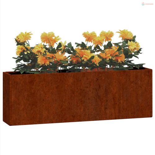 2 db rozsda színű corten acél fali növénytartó 53 x 10 x 17 cm