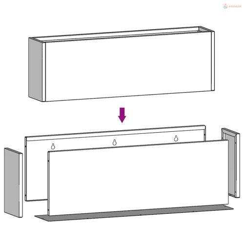 2 db rozsda színű corten acél fali növénytartó 53 x 10 x 17 cm
