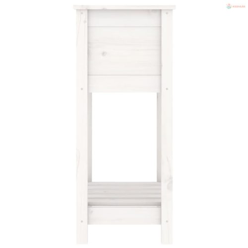 Fehér tömör fenyőfa növénytartó polccal 54 x 34,5 x 81 cm