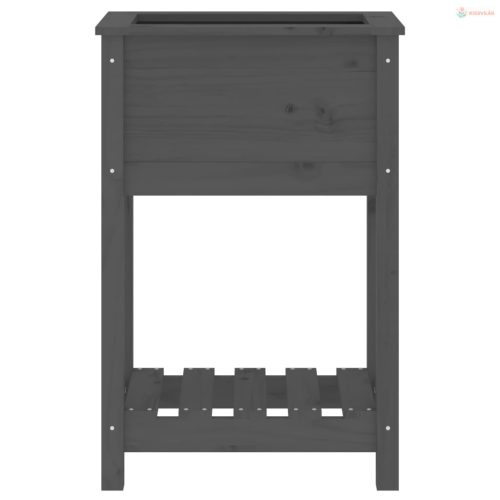 Szürke tömör fenyőfa növénytartó polccal 54 x 34,5 x 81 cm