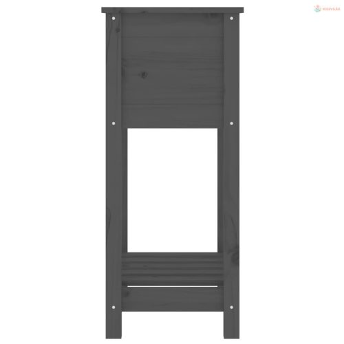 Szürke tömör fenyőfa növénytartó polccal 54 x 34,5 x 81 cm