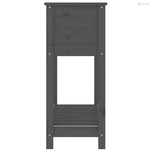 Szürke tömör fenyőfa növénytartó polccal 82,5x34,5x81 cm