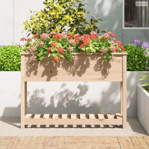 Tömör fenyőfa növénytartó polccal 111,5x34,5x81 cm