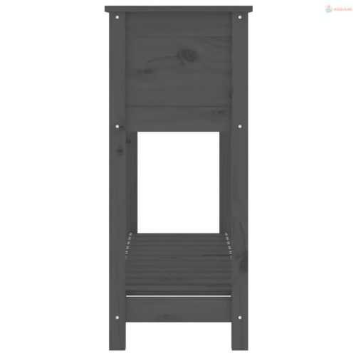 Szürke tömör fenyőfa növénytartó polccal 111,5x34,5x81 cm