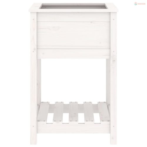 Fehér tömör fenyőfa növénytartó polccal 54x54x81 cm