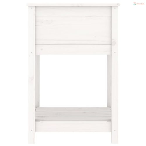 Fehér tömör fenyőfa növénytartó polccal 54x54x81 cm