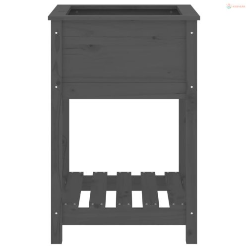 Szürke tömör fenyőfa növénytartó polccal 54x54x81 cm