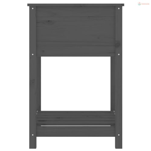 Szürke tömör fenyőfa növénytartó polccal 54x54x81 cm