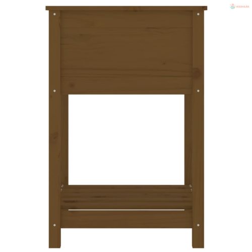 Mézbarna tömör fenyőfa növénytartó polccal 54x54x81 cm