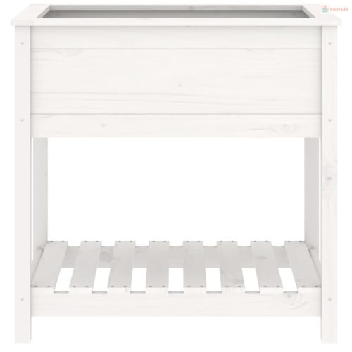 Fehér tömör fenyőfa növénytartó polccal 82,5x54x81 cm