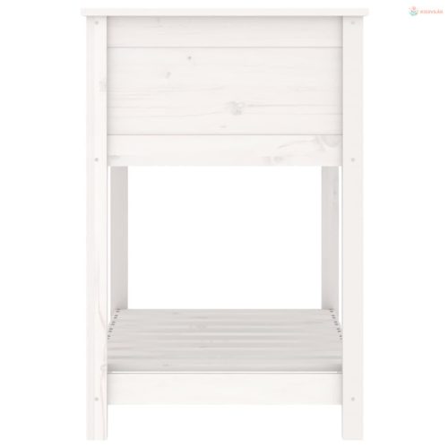 Fehér tömör fenyőfa növénytartó polccal 82,5x54x81 cm