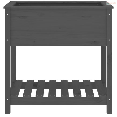 Szürke tömör fenyőfa növénytartó polccal 82,5x54x81 cm