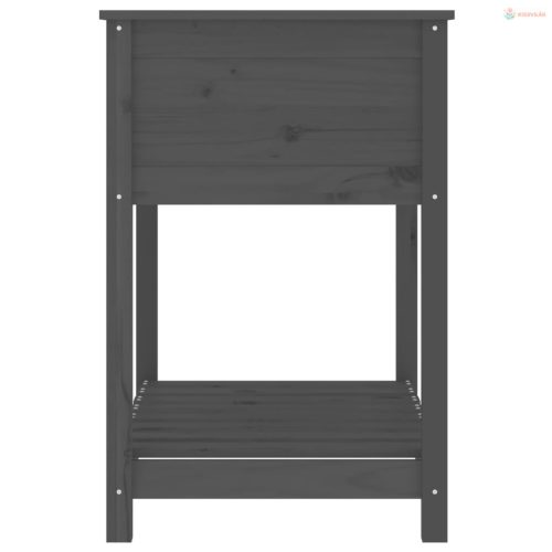 Szürke tömör fenyőfa növénytartó polccal 82,5x54x81 cm