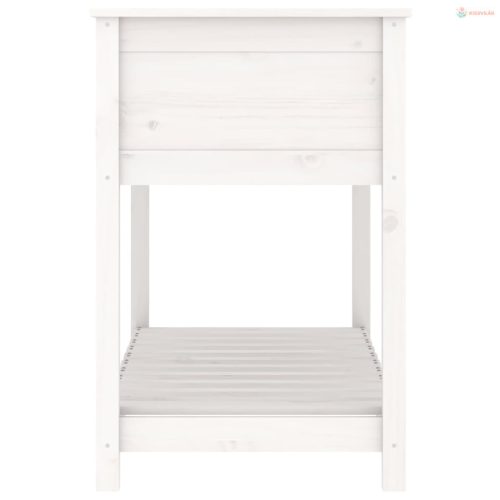 Fehér tömör fenyőfa növénytartó polccal 111,5x54x81 cm