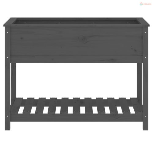 Szürke tömör fenyőfa növénytartó polccal 111,5x54x81 cm