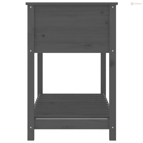 Szürke tömör fenyőfa növénytartó polccal 111,5x54x81 cm