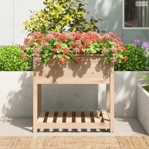 Tömör fenyőfa növénytartó polccal 82,5x82,5x81 cm