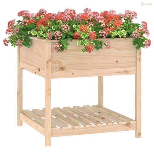 Tömör fenyőfa növénytartó polccal 82,5x82,5x81 cm