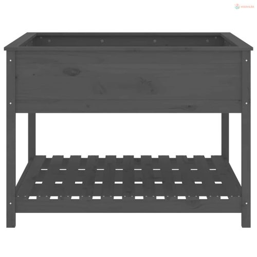 Szürke tömör fenyőfa növénytartó polccal 111,5x111,5x81 cm