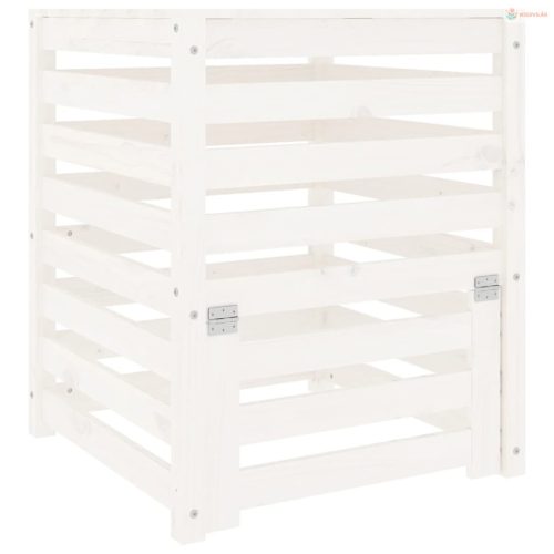 Fehér tömör fenyőfa komposztáló 63,5x63,5x77,5 cm