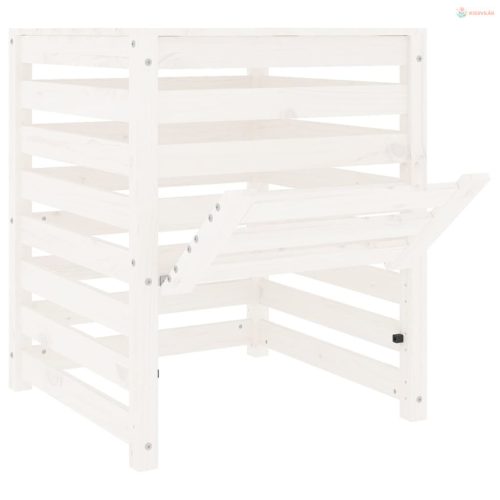 Fehér tömör fenyőfa komposztáló 63,5x63,5x77,5 cm