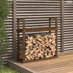   Mézbarna tömör fenyőfa tűzifatartó állvány 110 x 35 x 108,5 cm