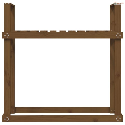 Mézbarna tömör fenyőfa tűzifatartó állvány 110 x 35 x 108,5 cm