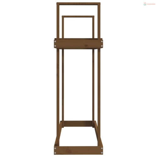 Mézbarna tömör fenyőfa tűzifatartó állvány 110 x 35 x 108,5 cm