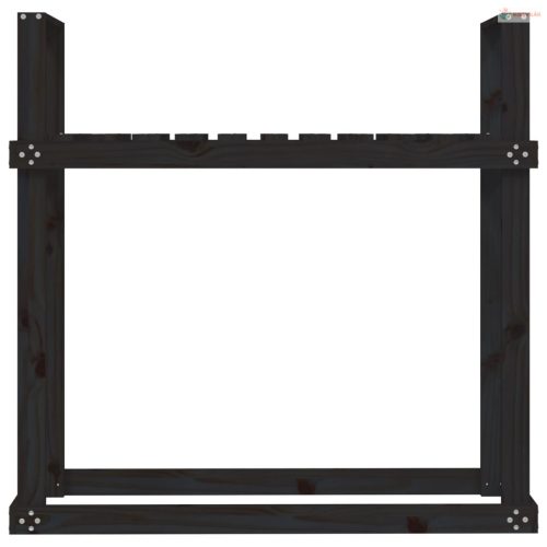 Fekete tömör fenyőfa tűzifatartó állvány 110x35x108,5 cm