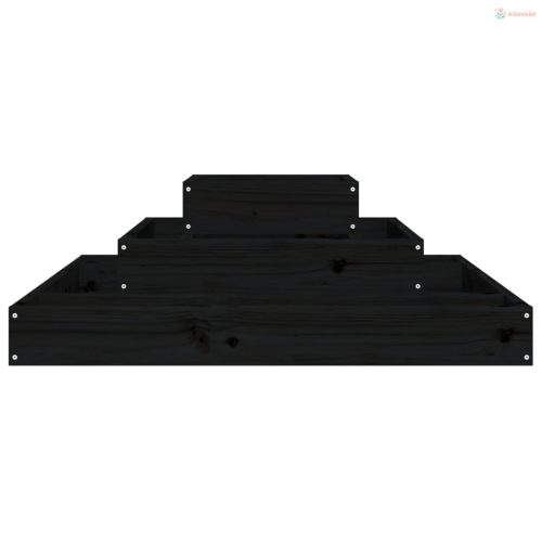 Fekete tömör fenyőfa növénytartó 80x80x27 cm