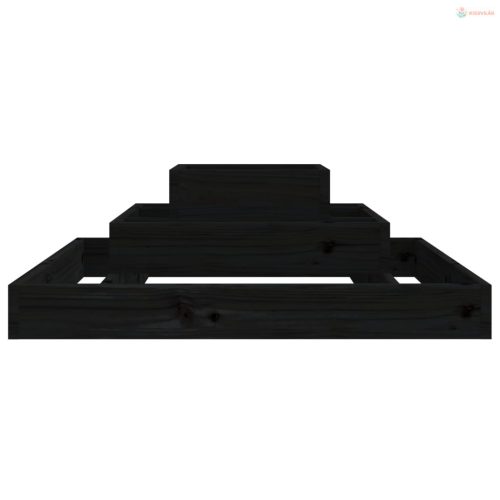 Fekete tömör fenyőfa növénytartó 80x80x27 cm