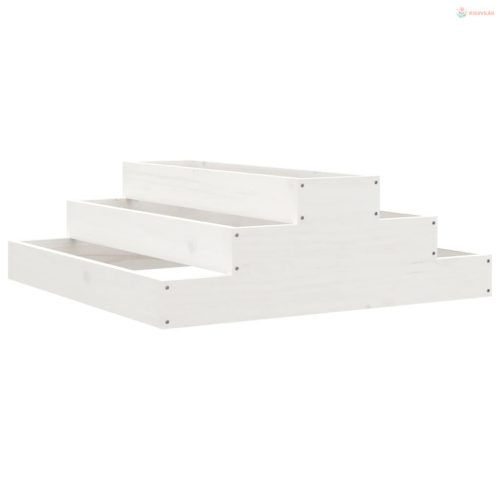 Fehér tömör fenyőfa növénytartó 80x80x27 cm