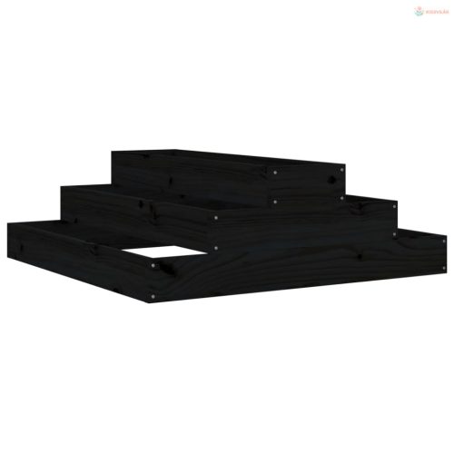 Fekete tömör fenyőfa növénytartó 80x80x27 cm